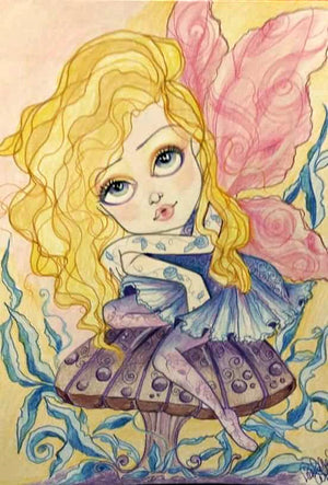 Marley Mushroom Fairy Big Eye Faerie Print by Leslie Mehl