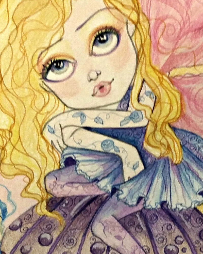 Marley Mushroom Fairy Big Eye Faerie Print by Leslie Mehl