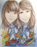 Caricature of Two People in Color