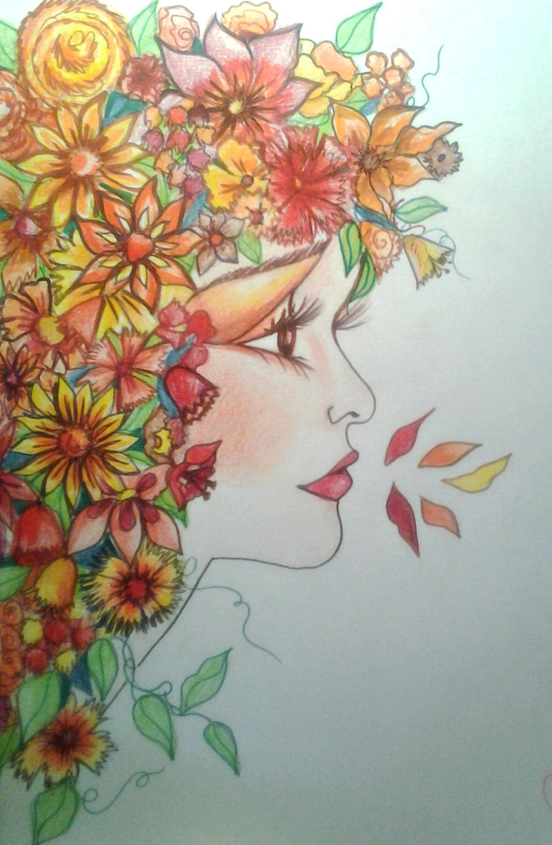 Orange Delight Womans Face Orange Floral Art Print