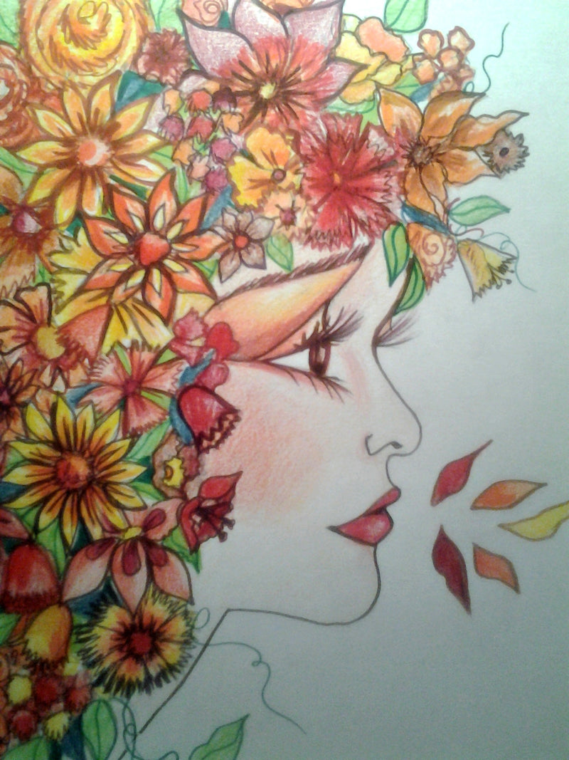 Orange Delight Womans Face Orange Floral Art Print