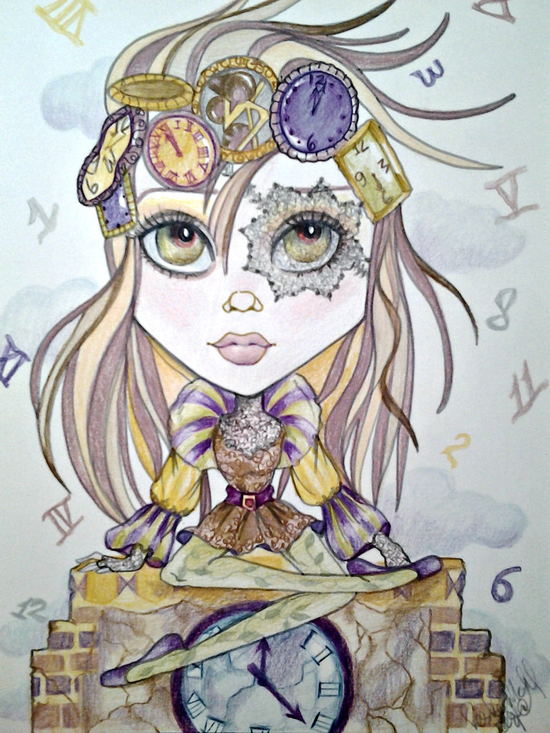  Out of Time Big Eye Fantasy Girl Art Print by Leslie Mehl