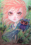 Fantasy Owl Girl and little Hoots Art Print