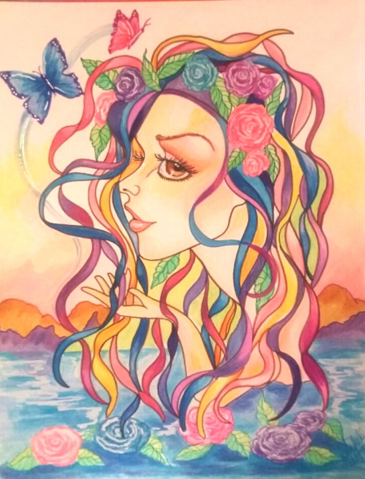 Ribbon Lady of The Lake Fantasy Art Print
