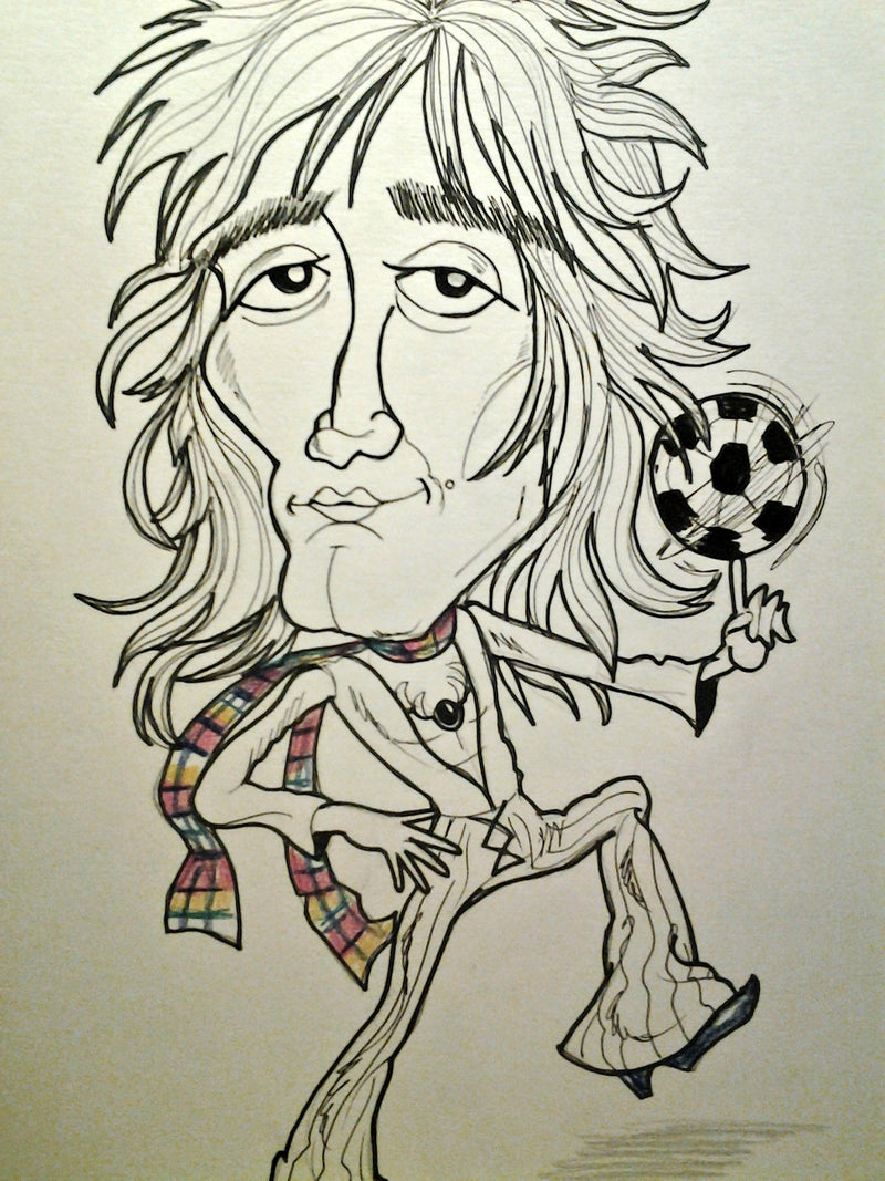 Rod Stewart Then Pop Portrait Rock and Roll Caricature Music Art