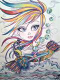 Celebrate The World Big Eye Fantasy Girl Art Print By Leslie Mehl