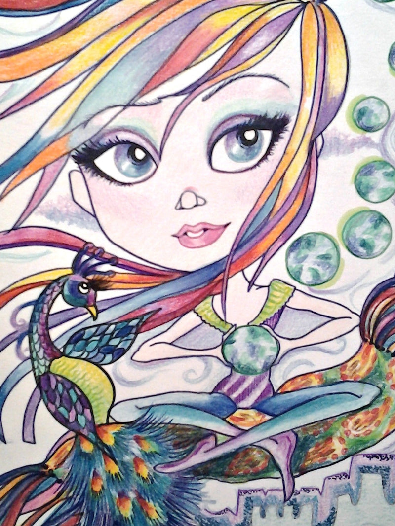 Celebrate The World Big Eye Fantasy Girl Art Print By Leslie Mehl