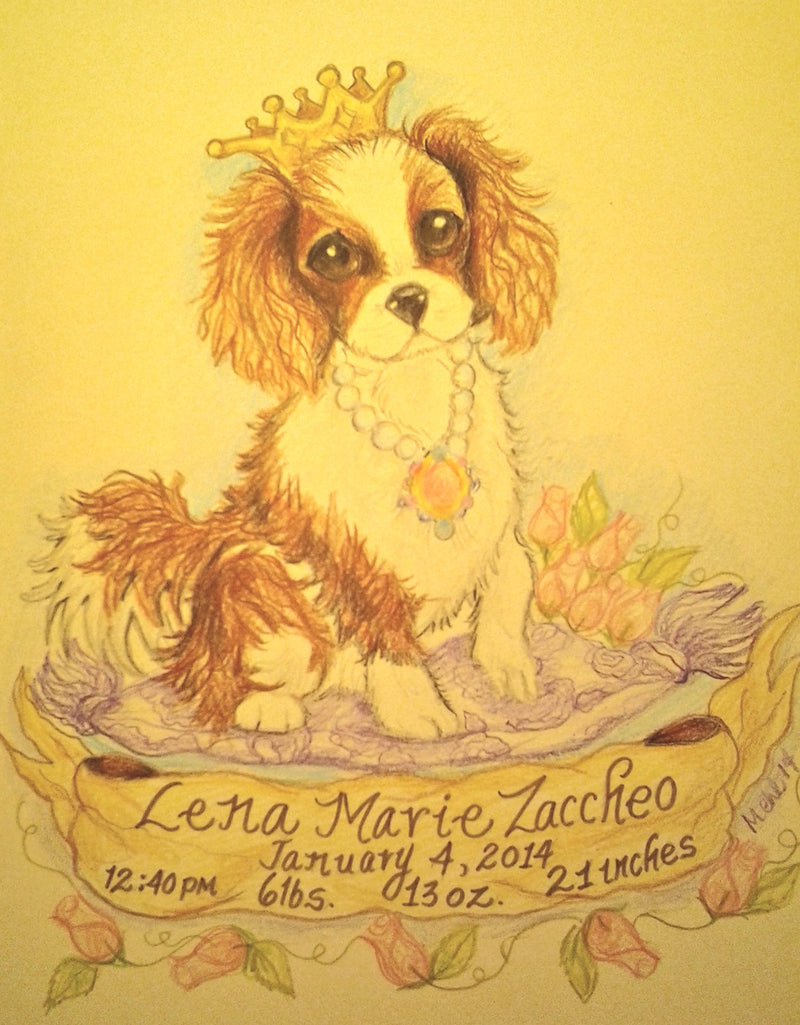 Custom Art Pet Portrait  Dog Full Color 11 x 14