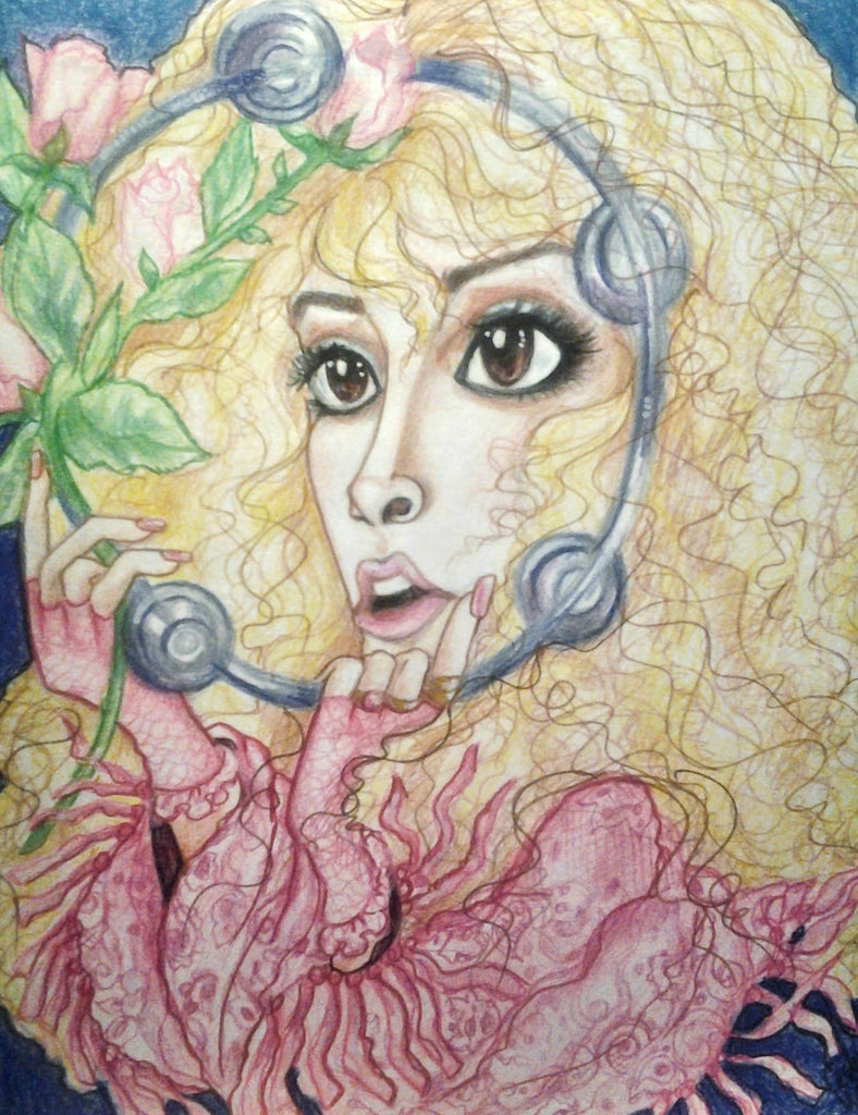 Stevie Nicks Roses Pop Portrait Rock and Roll Caricature Music Art