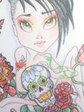 Punk Princess Goth Sugar Skull Big Eye Art Print