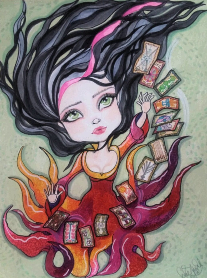 Tarot Witch Fantasy Bigeye Tarot Card Art Print