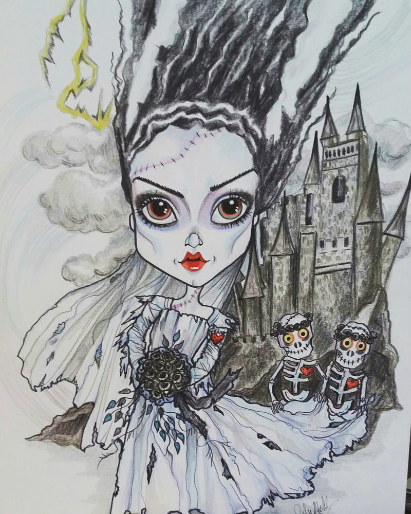 Frankenstein's Bride Horror Fantasy Lowbrow Art Print