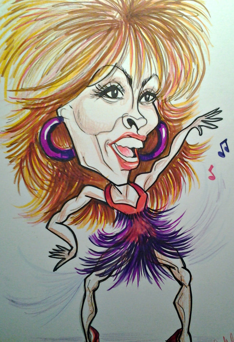 Tina Turner Rock and Roll Caricature Art Print